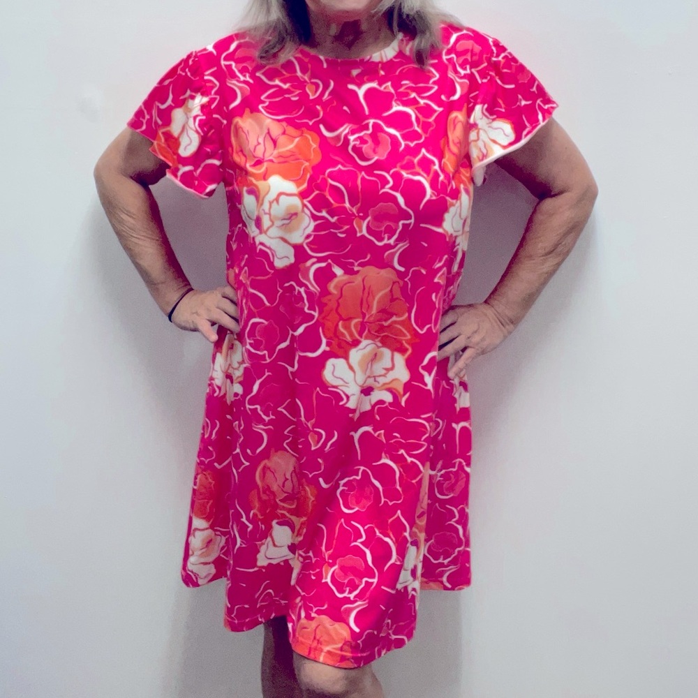 Southern Stitch XL Multi Color Floral Pink/Orange Dress
